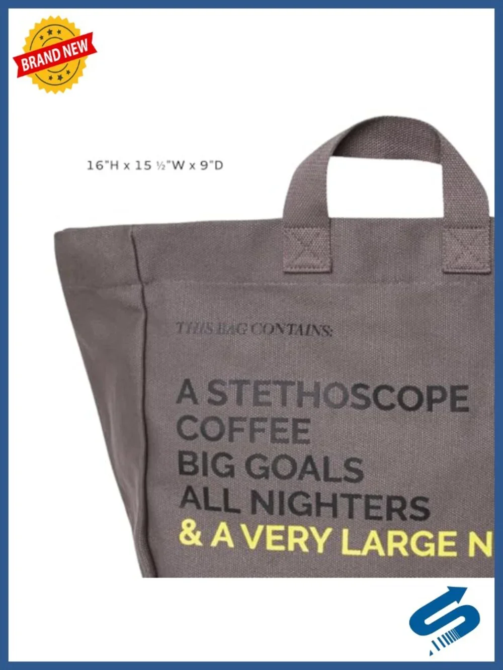 Canvas & Nylon Oversized Tote Bag with Handles & Crossbody Strap